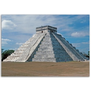 Impresión fotográfica 1970 México El Castillo Chichén Itzá Yucatán Vintage Wall Art Home Office Decoración Cartel Setenta Viaje Regalo de la Herencia Mexicana