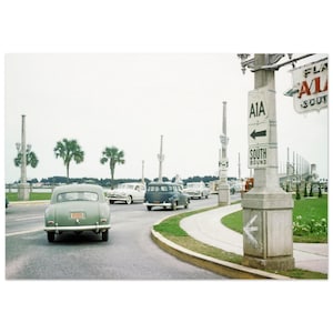Stampa fotografica anni '50 Florida A1A South Highway, The Bridge of Lions Intracoastal Waterway St. Augustine, poster vintage da parete Heritage Decor