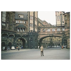 Photo Print 1950s Frankfurt Germany, Old Town Roemer Bridge of Sighs Bethmannstrasse, Wall Art Home Office Decor Fifties Vintage Poster Gift