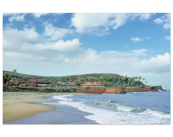 Photo Print 1970s Goa India Sinquerim Beach Fort Aguada Resort, Vintage Coastal Travel Wall Art Vintage Decor Seventies Poster