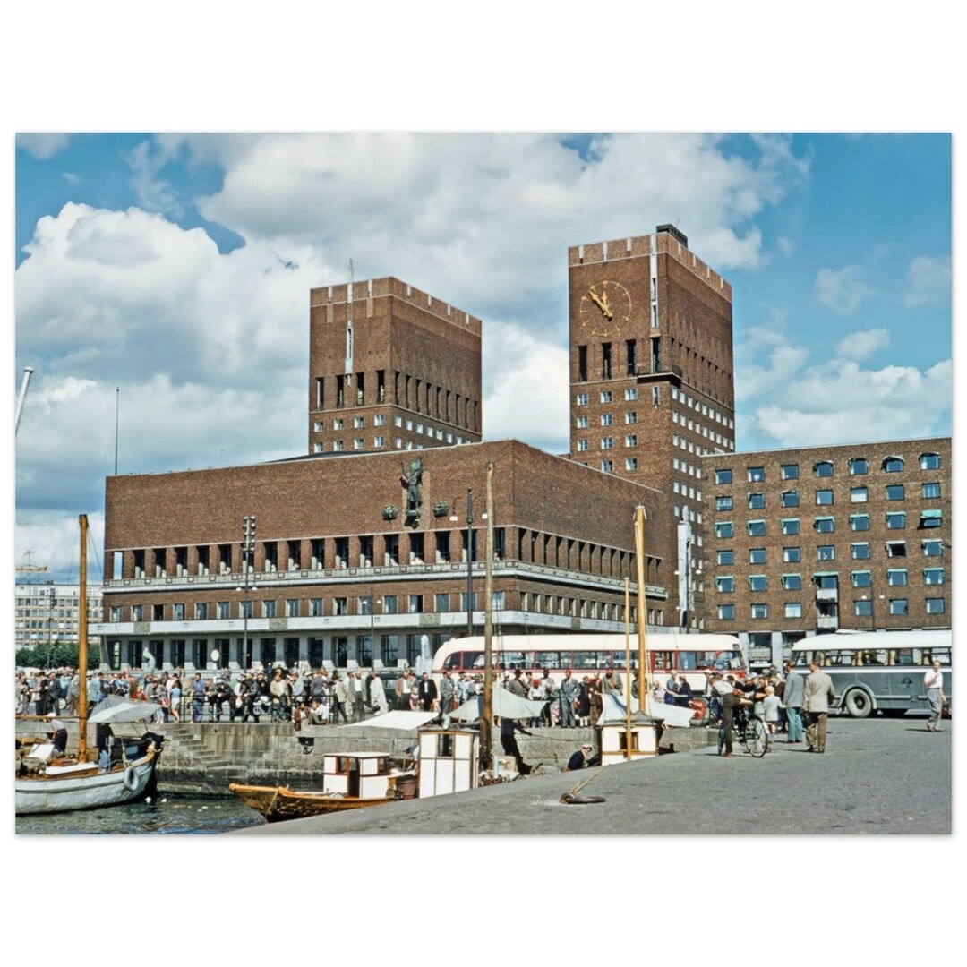 Photo Print 1950s Oslo Norway City Hall Rådhuset Vintage Wall Decor Art ...