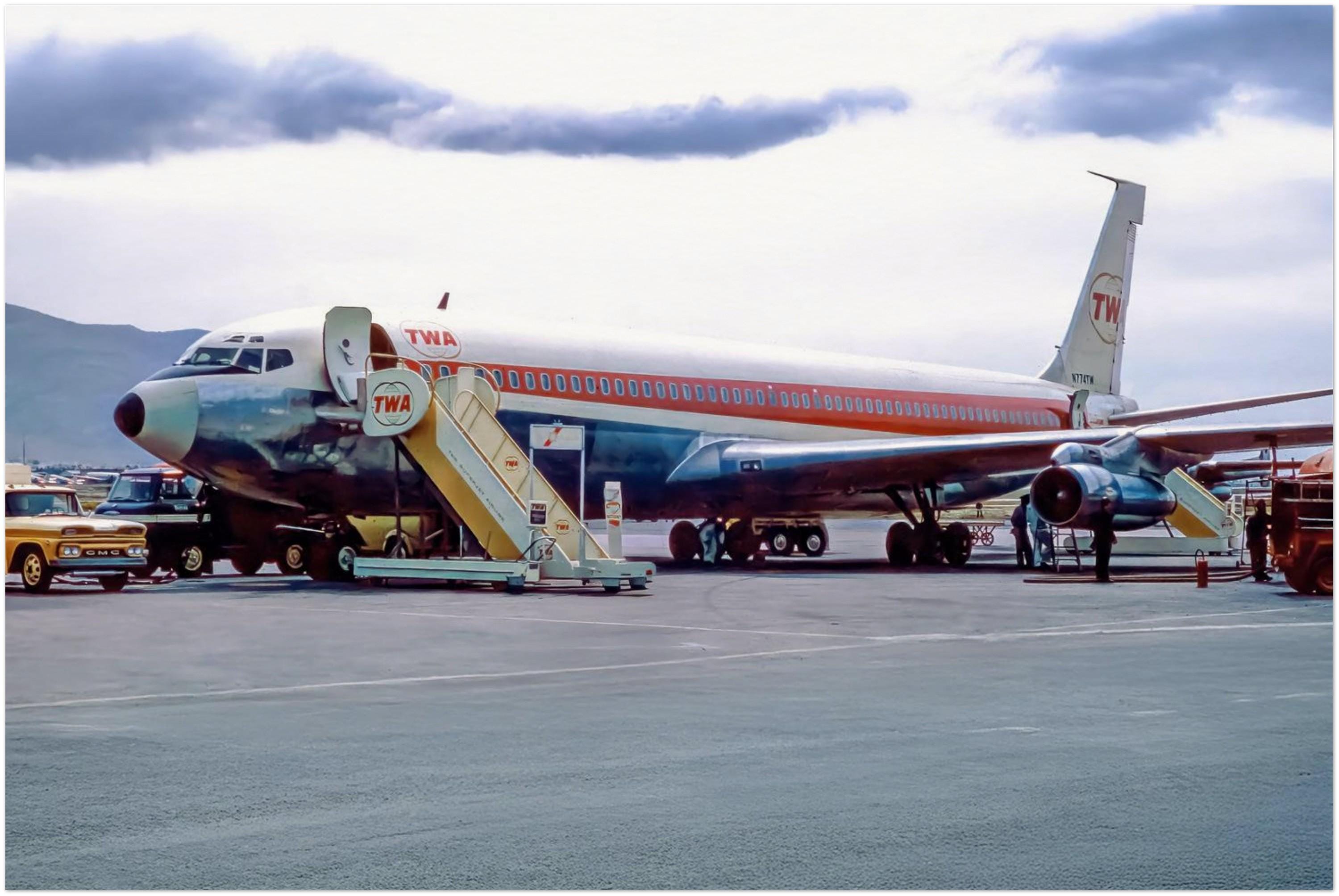 写真プリント 1960年代 TWA ボーイング 707-300 N774TW、ヴィンテージ
