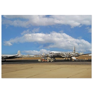 Poster Print 1950s Pan American World Airways DC-7 Pan Am Clipper Bald Eagle N731PA Rome Airport, Italy Vintage Fifties Aviation Wall Photo