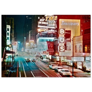 1960s Chicago Randolph Street, Sherman House Hotel, Oriental Theatre, Vintage Wall Art Print Poster Home Office Decor, Heritage Gift Idea