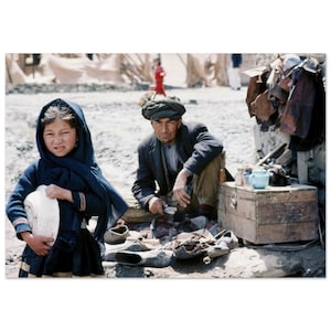 Photo Print 1960 Afghanistan Portrait of a Cobbler and a Little Girl in Kabul Sixties Vintage Wall Art Poster Decor Afghani Heritage Gift