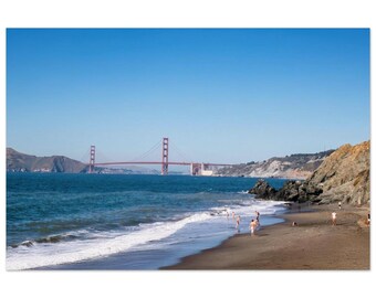 Photo Print 1950s Golden Gate Bridge from Baker Beach, San Francisco California, Vintage Coastal Landscape, Vintage Bay Area Wall Art Poster