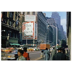 Vintage Photo Print 1950s View of Midtown Manhattan outside Macy's, Wall Art Poster Home Office Decor, New York City Unique Heritage Gift