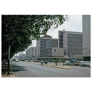 Impresión fotográfica de los años 70, Lusaka, Cairo Road, National y Grindlays Bank, Zambia, arte de pared de los años setenta, decoración para el hogar, la oficina, vista de la ciudad, póster, regalo