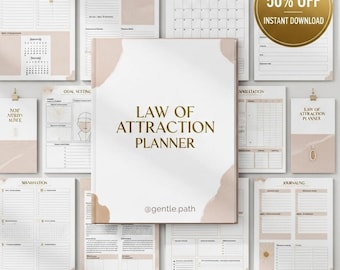 Law of Attraction Planner Printable | 7-Day Manifestation Challenge & 369 Method | Vision Board • Future Self Journal • Daily + Weekly PDF