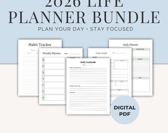 2026 Life Planner Bundle | Mental Health, Self Care Journal & 365 Day Planner | Printable PDF | Personal Use