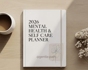 2026 Mental Health & Self Care Planner Printable | Wellness, Mood Tracker, Gratitude, Habit And Self Love Journal PDF