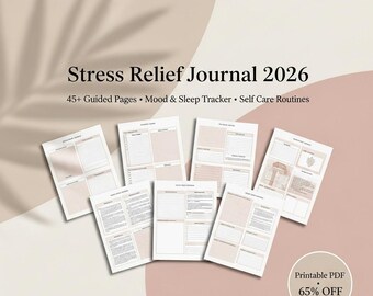 Stress Relief Journal 2026 Printable | Self Care Planner • Anxiety & Stress Management Workbook • Mood Tracker • Wellness PDF