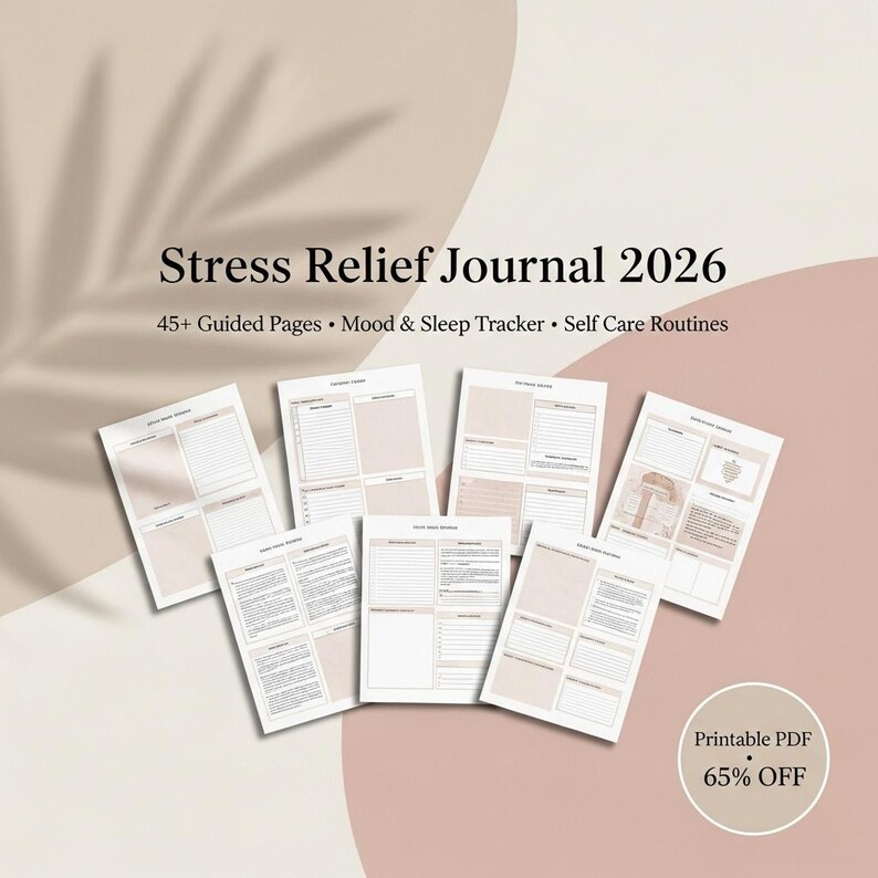 Stress Relief Journal 2026 Printable | Self Care Planner • Anxiety ...