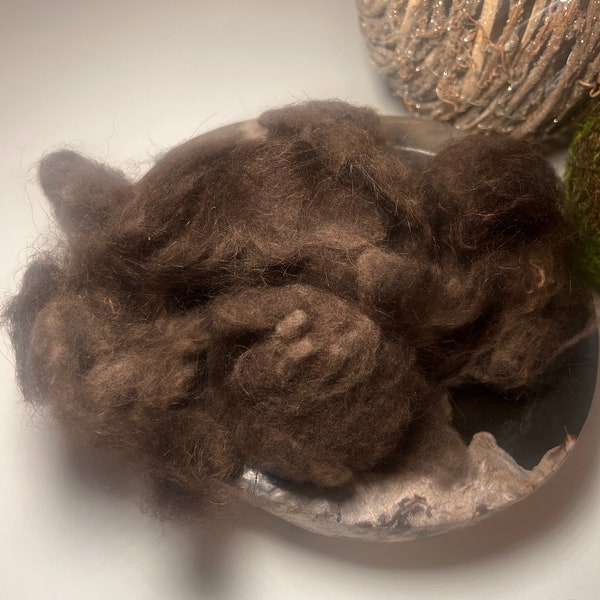 Raw Yak Fiber, Natural Brown, No Dyes, Luxury Fiber, Hand-Combed in TN, Soft as Cashmere, 30% Warmer than Wool, Hypoallergenic, Breathable