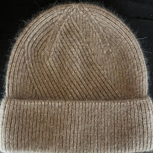 Beanie, Yak Wool, Light Brown, No Dyes, Soft as Cashmere, Warmer than Wool, Hypoallergenic, Moisture-Wicking, Breathable, Hand-Combed!