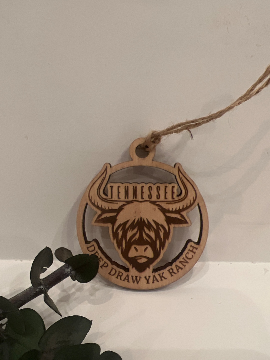 Deep Draw Yak Ranch Custom Wood Ornament. Made in Tennessee. Yak