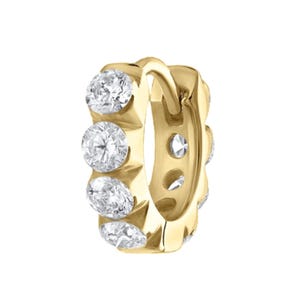Invisible Set Large Diamond Eternity Hoop Earring Freya Solid Gold with Lab grown Diamond invisible setting Eternity Hoop Earring piercing