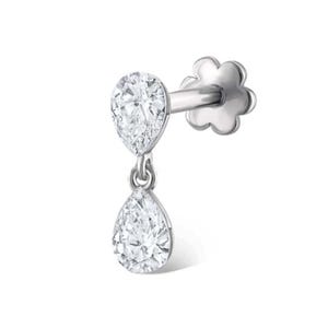 Pear Cut Diamond Dangle Stud Drop Stud Minimal Fine Jewelry Gift for Her