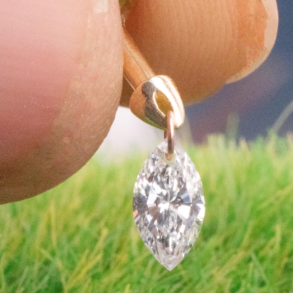 14 kt gouden enkele zwevende marquise hanger kraakbeen oorbel minimalistische sieraden cadeau voor haar