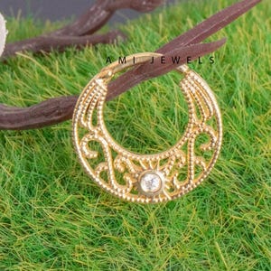 Maria Natural Diamond Miligrain Daith Piercing, Bezel Set Diamond Septum Nose Ring in 14K Gold, Clicker Daith Piercing, Septum Clicker