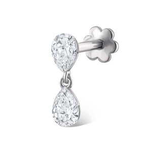 Lab Grown Pear Diamond Stud Earring: 14k Gold Floating Dangle Helix Piercing