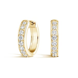 Anvi Hoop Luxe Gold 14K Moissanite Diamond Huggee Earrings for her, 10k Special gift for mom
