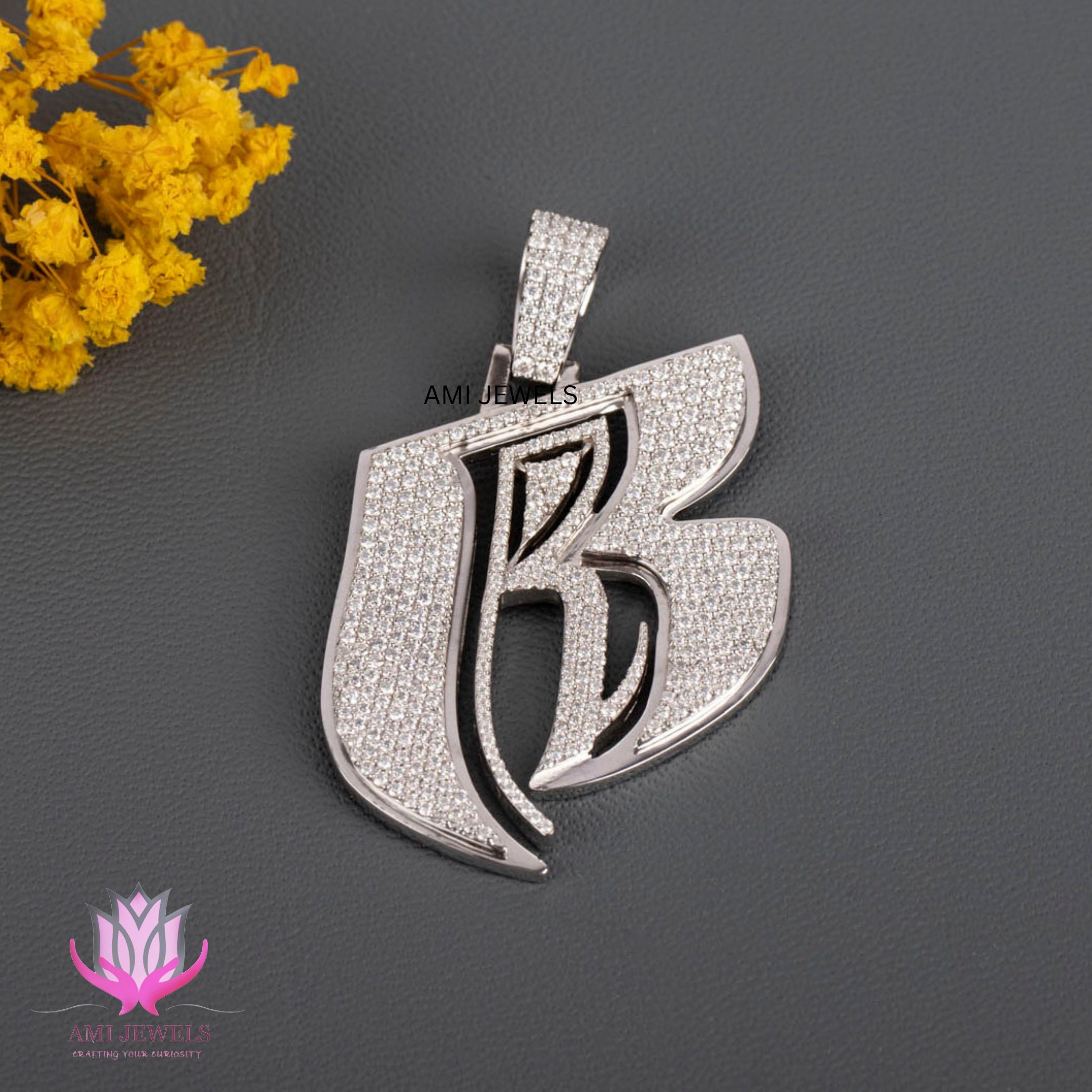 24 In Necklace New Ruff Ryder 'R' Pendant & 4mm/24 Bullet - Foto 3