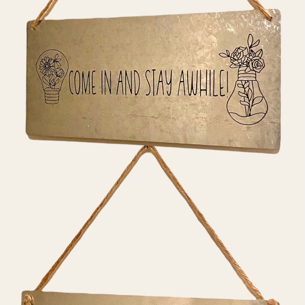 Office Door hanger, Metal and Twine Door sign, Funny Double Sided Office sign