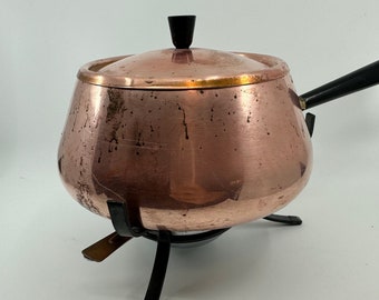 Vintage Spring Danish Copper Fondue Pot Made in Switzerland