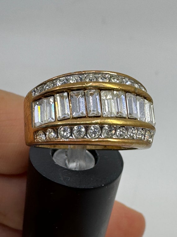 Gold Tone Sterling Silver Cubic Zirconia Ring Size