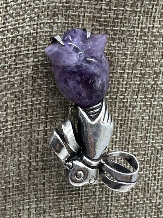 Vintage William Spratling Sterling & Amethyst Han… - image 2