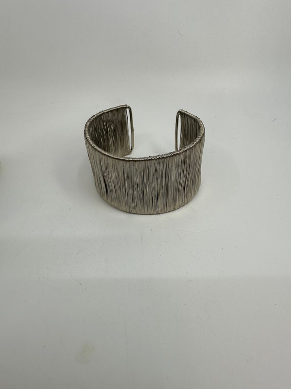 Hollywood Sensation Silver Wire Cage Cuff Bangle … - image 1