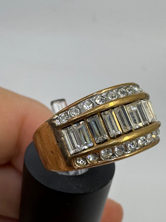 Gold Tone Sterling Silver Cubic Zirconia Ring Siz… - image 2