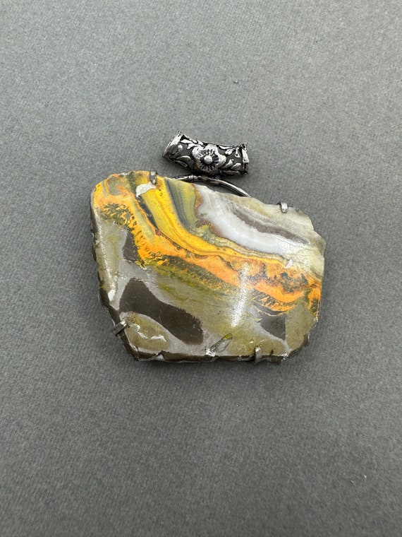Fossilized jasper pendant, gemstone necklace, ston