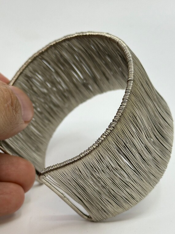 Hollywood Sensation Silver Wire Cage Cuff Bangle … - image 8