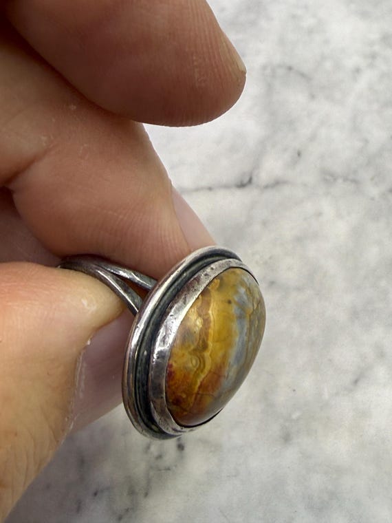 Vintage Jasper Statement Ring: Handmade 925 Sterl… - image 6