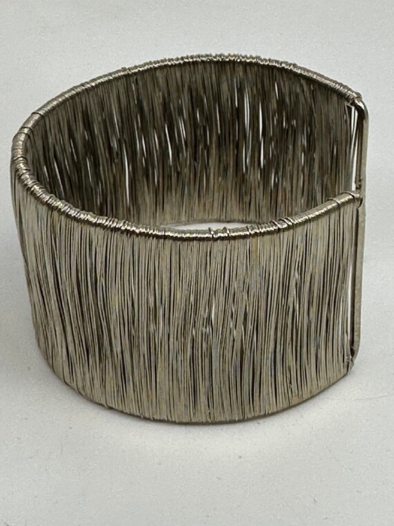 Hollywood Sensation Silver Wire Cage Cuff Bangle … - image 5