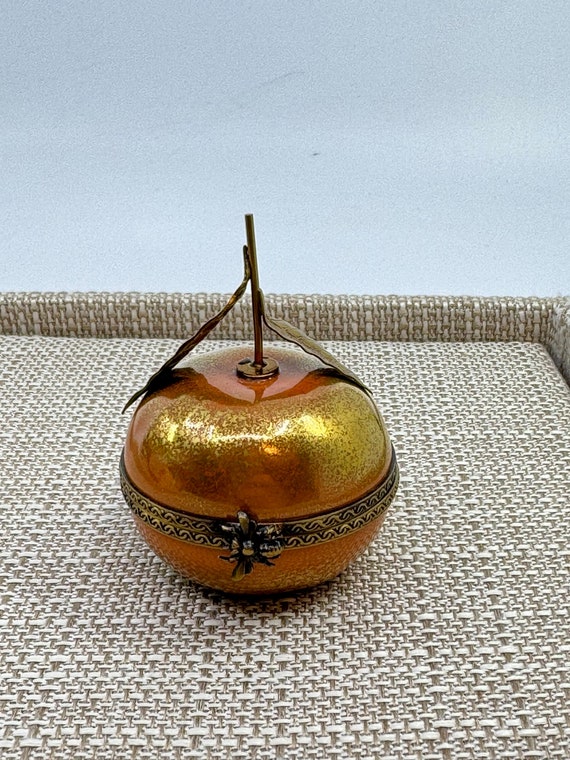 French Limoges Trinket Box Gold Guilded Apple
