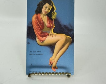 Vintage Girlie Arcade Postcard Earl Moran 1940's "Do You Prefer Blondes" Only one left!