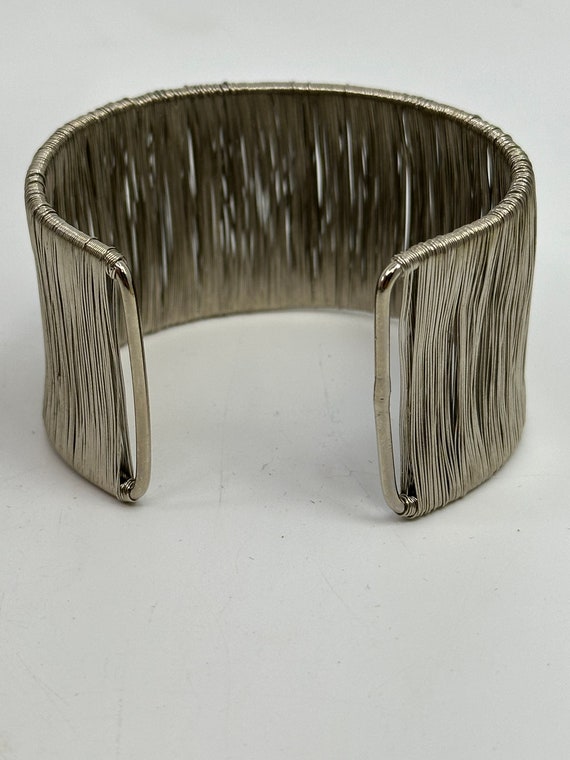Hollywood Sensation Silver Wire Cage Cuff Bangle … - image 3