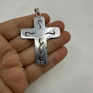 Vintage Sterling 925 Silver Cross Pendant Cut Out Made In Mexico 15 Gram