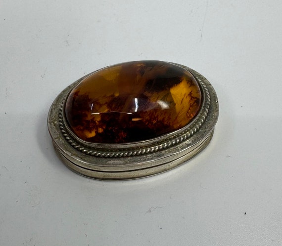 Vintage Sterling Silver Pill Trinket Box With Bea… - image 5