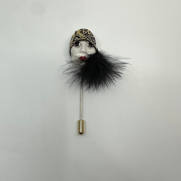 1950’s Vintage French lady head stick pin/ hat pin