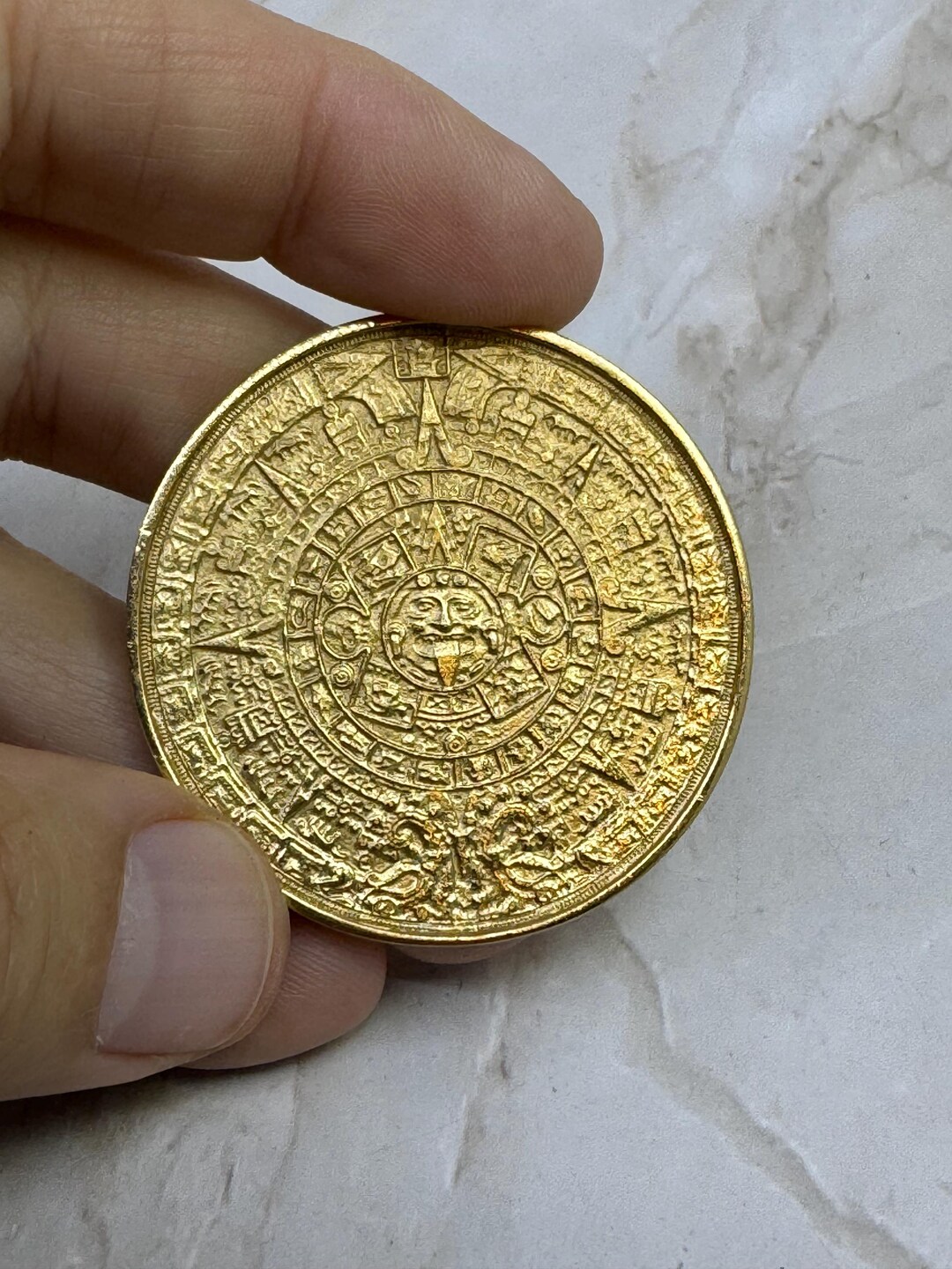 Napier Vintage Coin Sun God Aztec Pin 2