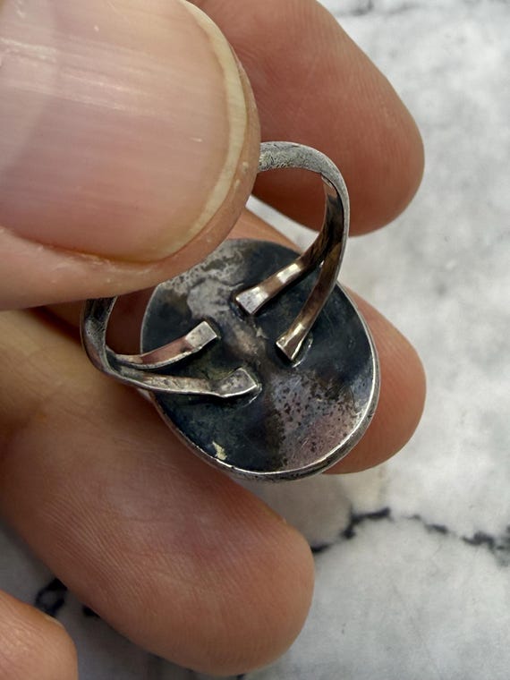 Vintage Jasper Statement Ring: Handmade 925 Sterl… - image 9