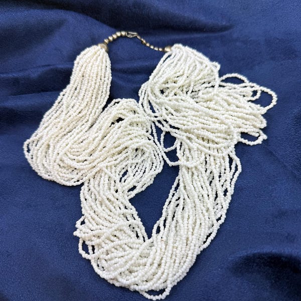 Vintage Estate 30" meerstrengige witte rocaille torsadeketting 30 strengen