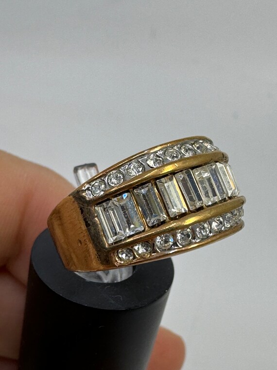 Gold Tone Sterling Silver Cubic Zirconia Ring Siz… - image 4