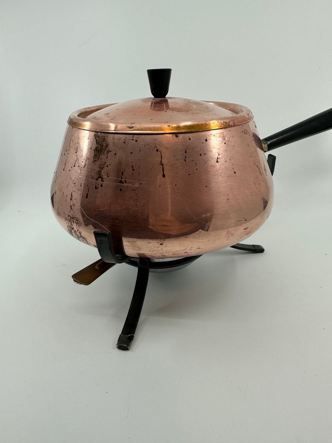 Vintage Spring Danish Copper Fondue Pot Made in Switzerland Etsy