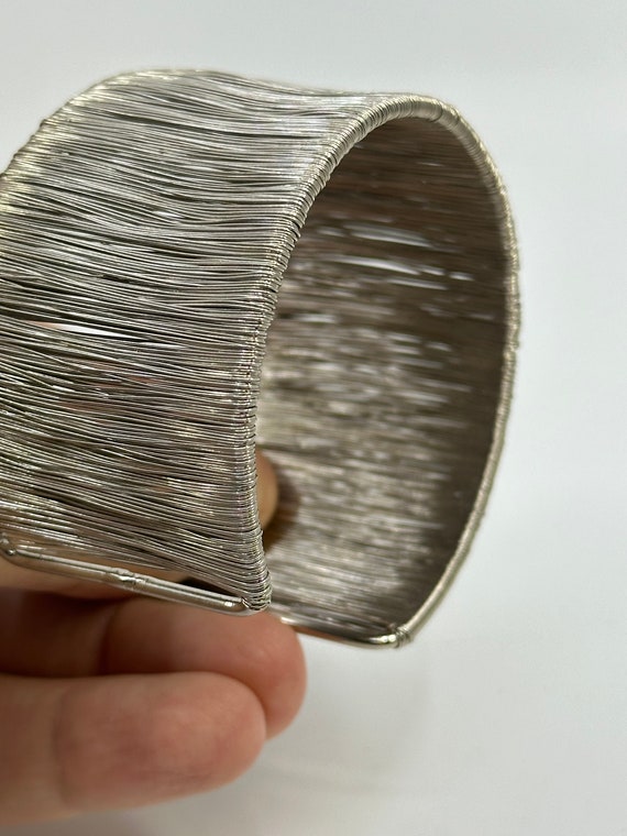 Hollywood Sensation Silver Wire Cage Cuff Bangle … - image 6