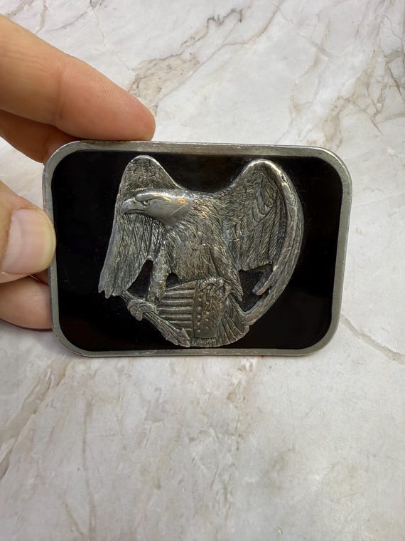 Vintage Handmade Eagle Pewter Belt Buckle Made in Canada 3.5  display picture 1